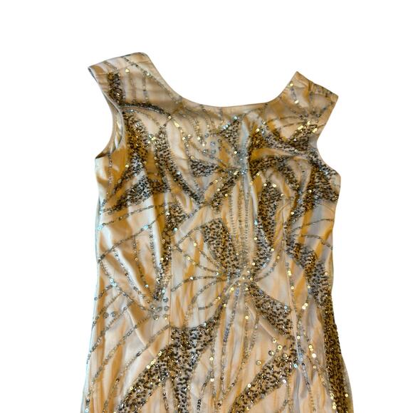 Adrianna Papell Blush Sequined Gown - Size 10 - Picture 10 of 15